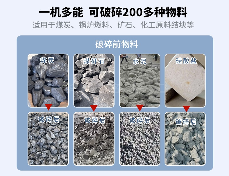 雙齒輥破碎機破碎物料對比